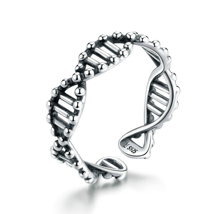 S925 Sterling Silver Ring Vintage Open Ring DNA Shape Ring