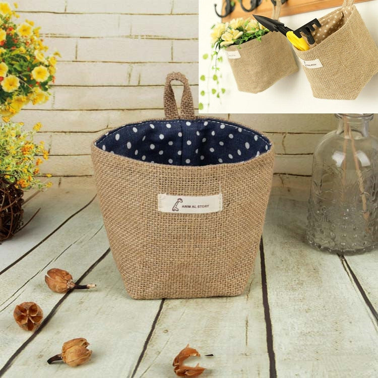 Cotton and Linen Cloth Art Flowerpot Small Sack Hanging Storage Basket — view 9