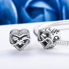 S925 Sterling Silver Heart-shaped Hollow Diamond Beads DIY Bracelet Accessories