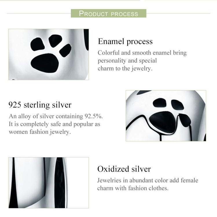 S925 Sterling Silver Pet Imprint Diamond Beads DIY Bracelet Accessory