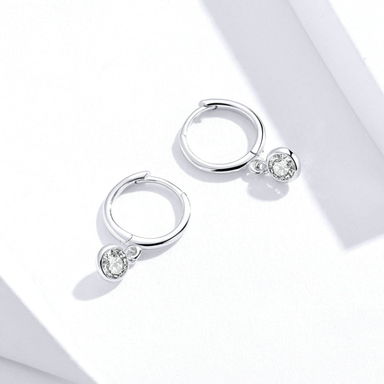 S925 Sterling Silver Platinum-plated Earrings Temperament Zircon Earrings