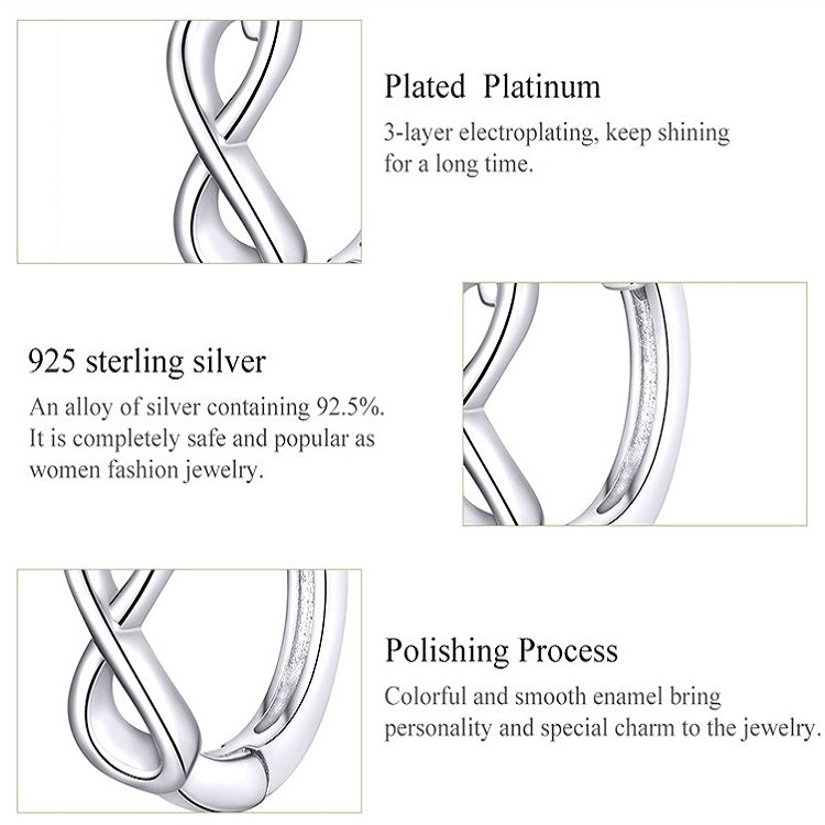 Infinite Love Platinum Plated Earrings S925 Sterling Silver Stud Earrings