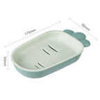 3 PCS Creative Cute Drain Double-layer Household Toilet Soap Box with Lid Soap Holder — Green