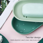 3 PCS Creative Cute Drain Double-layer Household Toilet Soap Box with Lid Soap Holder — Pink