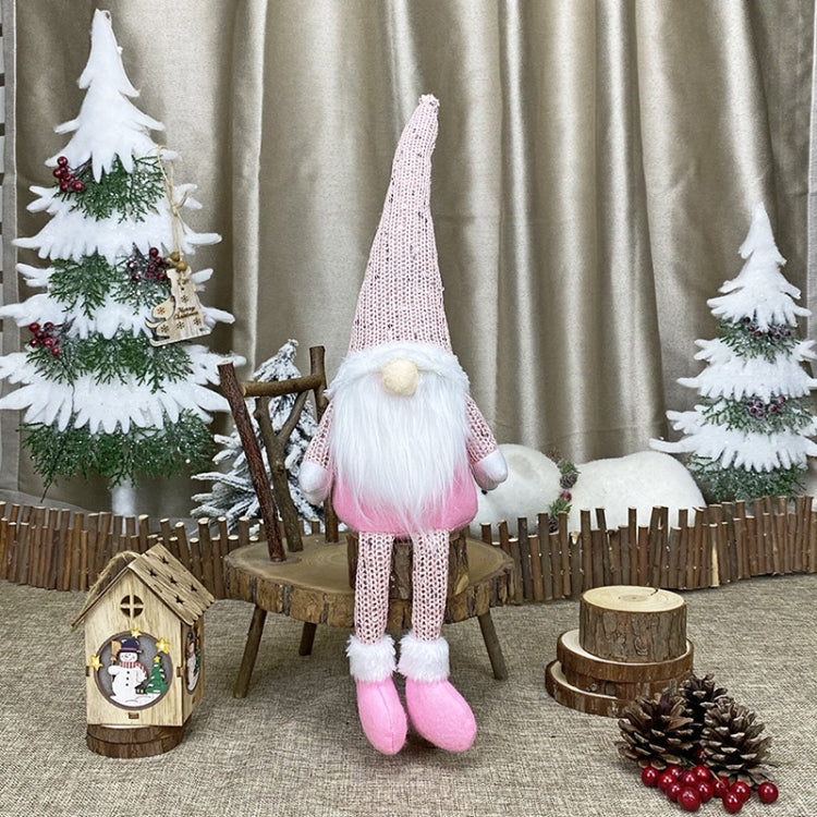Christmas Decorations Dolls Faceless Elderly Dolls Window Decorations — Long Leg (Pink)