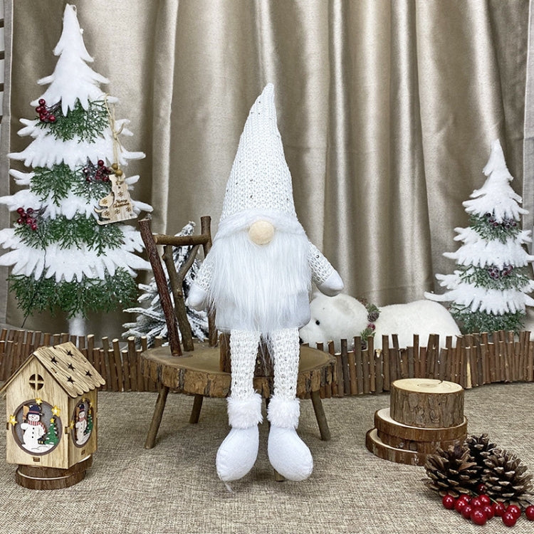 Christmas Decorations Dolls Faceless Elderly Dolls Window Decorations — Long Leg (White)