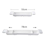 Retractable Drain Bathtub Rack Bathroom Plastic Soaking Tub Rack Bathtub Shower Storage Rack — White+Gray