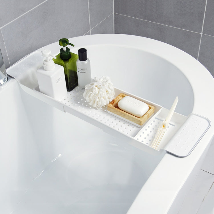 Retractable Drain Bathtub Rack Bathroom Plastic Soaking Tub Rack Bathtub Shower Storage Rack — view 6