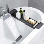 Retractable Drain Bathtub Rack Bathroom Plastic Soaking Tub Rack Bathtub Shower Storage Rack — view 7