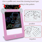 LED Luminous Drawing Board Electronic Fluorescent Writing Board Children Light Painting Message Board — Pink