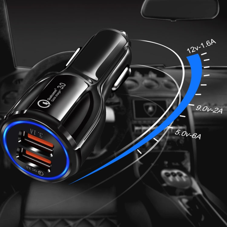 2 PCS QC3.0+3.1A Car Charger Dual USB 6A Halo Wine Bottle Fast Charge Car Charger