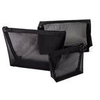 Black Transparent Mesh Cosmetic Bag Three-piece Large Capacity Travel Cosmetic Storage Bag — Three-piece Storage Bag