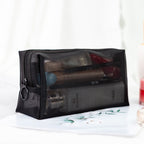 Black Transparent Mesh Cosmetic Bag Three-piece Large Capacity Travel Cosmetic Storage Bag — view 6