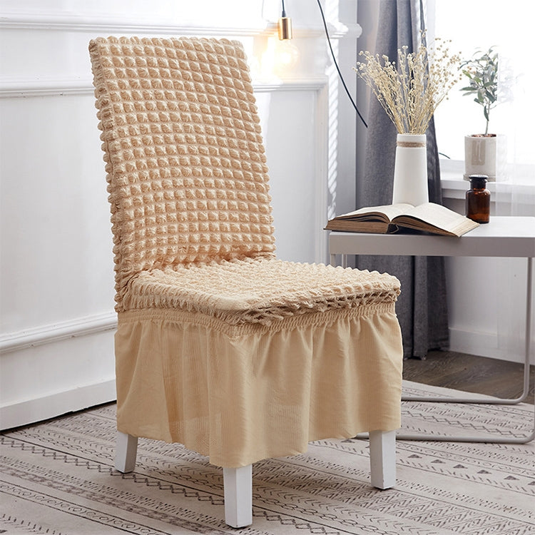 Bubble Skirt Chair Cover Household Elastic Universal One-piece Seat Stool Cover Fabric Grid Chair Cover — Coffee Strip