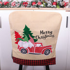Christmas Decoration Seat Cover Linen Handicraft Household Seat Cover — Santa Slaus Car