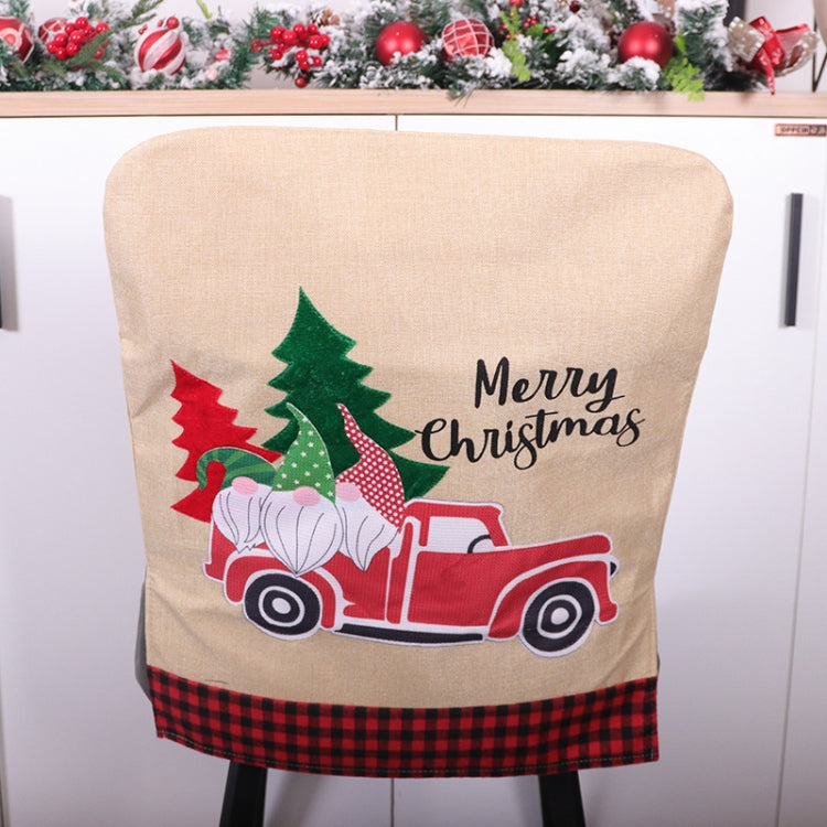Christmas Decoration Seat Cover Linen Handicraft Household Seat Cover — Santa Slaus Car