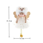 4 PCS Christmas Plush Net Yarn Sequined Angel Charm Children Doll Gift Christmas Tree Pendant — Gold