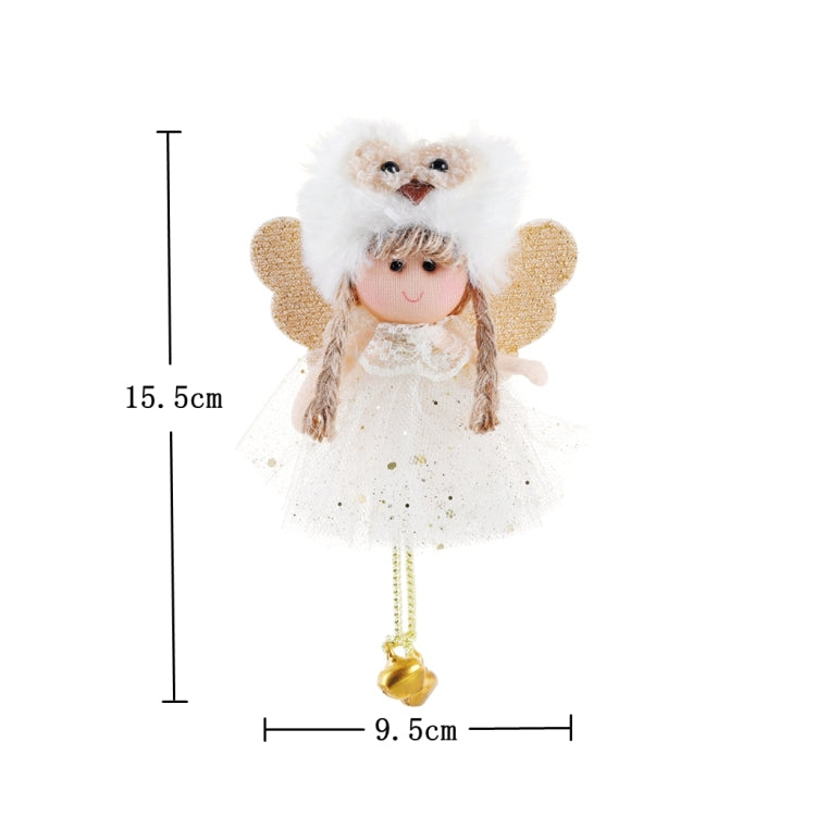 4 PCS Christmas Plush Net Yarn Sequined Angel Charm Children Doll Gift Christmas Tree Pendant — Gold