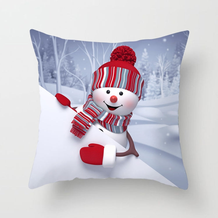 Christmas Peach Skin Sofa Pillowcase Cartoon Living Room Bedroom Pillowcase Without Pillow Core — Snowman 3