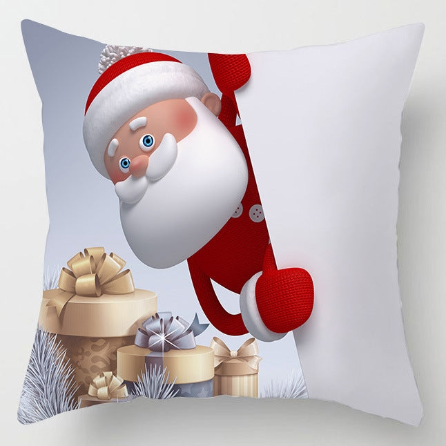 Christmas Peach Skin Sofa Pillowcase Cartoon Living Room Bedroom Pillowcase Without Pillow Core — Santa Claus 5