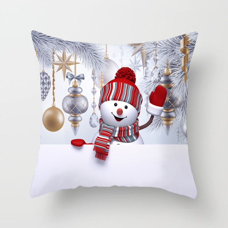 Christmas Peach Skin Sofa Pillowcase Cartoon Living Room Bedroom Pillowcase Without Pillow Core — Snowman 7
