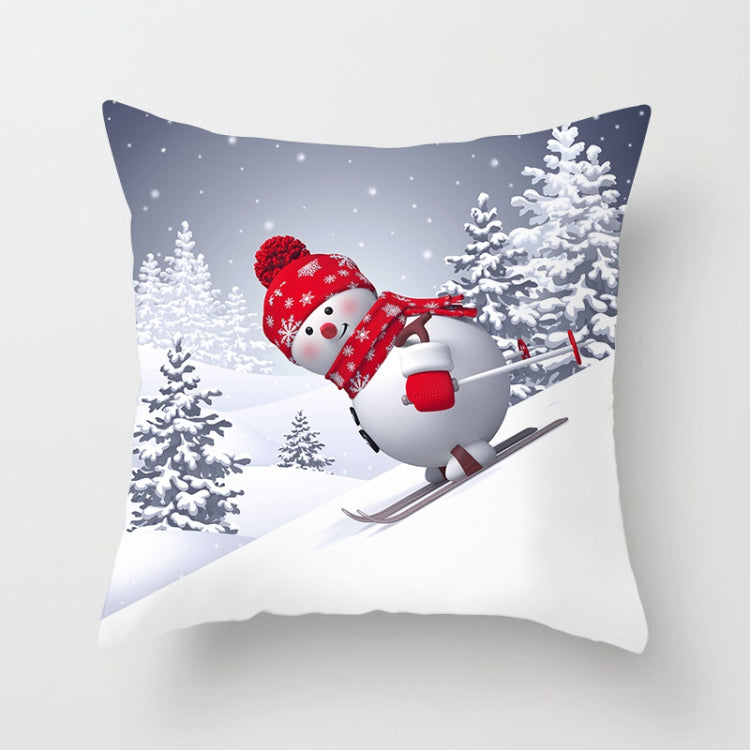 Christmas Peach Skin Sofa Pillowcase Cartoon Living Room Bedroom Pillowcase Without Pillow Core — Snowman 8