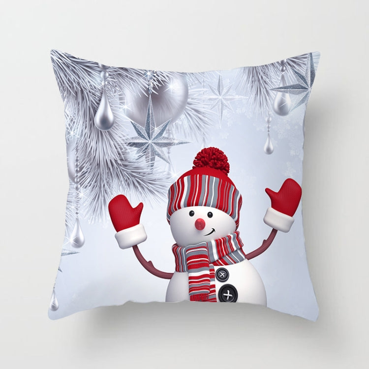 Christmas Peach Skin Sofa Pillowcase Cartoon Living Room Bedroom Pillowcase Without Pillow Core — Snowman 9