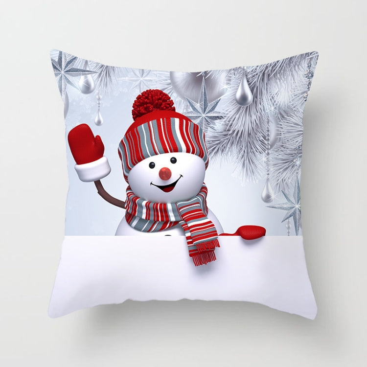 Christmas Peach Skin Sofa Pillowcase Cartoon Living Room Bedroom Pillowcase Without Pillow Core — Snowman 10