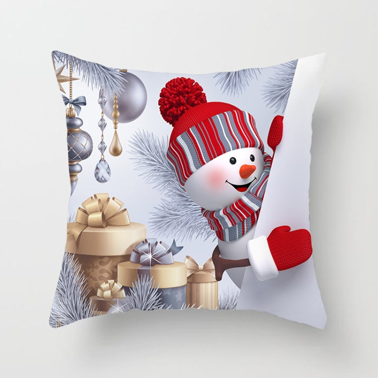Christmas Peach Skin Sofa Pillowcase Cartoon Living Room Bedroom Pillowcase Without Pillow Core — Snowman 11