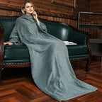 Flannel Long Pullover Warm Blanket with Sleeve