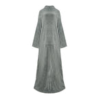 Flannel Long Pullover Warm Blanket with Sleeve — Gray