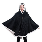 Flannel Solid Color Soft and Warm Shawl Blanket — Black