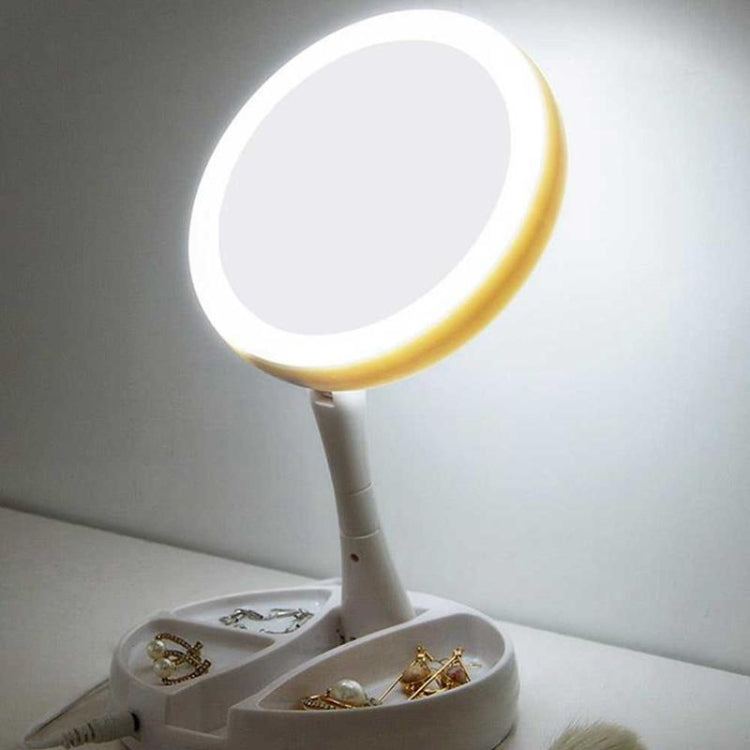 Foldable LED Light Makeup Mirror 10X Magnifying Compact Pocket Vanity Cosmetic Hand Mirror