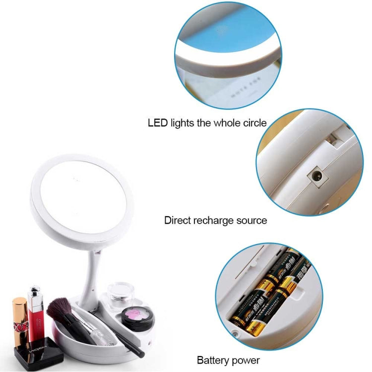 Foldable LED Light Makeup Mirror 10X Magnifying Compact Pocket Vanity Cosmetic Hand Mirror