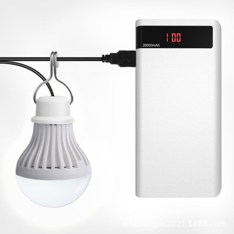USB Bulb Camping Light Emergency Light — 7W Switch Wire Cool White