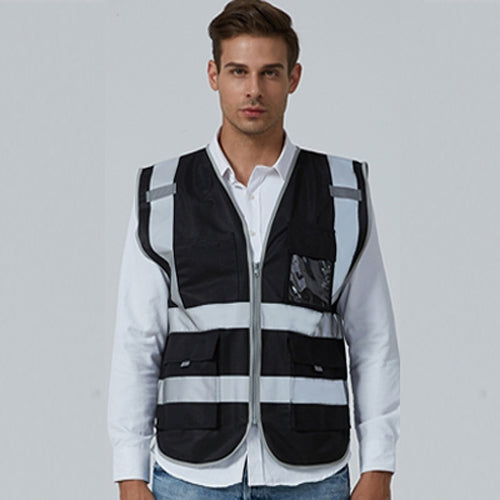 Multi-pockets Safety Vest Reflective Workwear Clothing, XXL-Chest 130cm, L-Chest 118cm, M-Chest 112cm, XL-Chest 124cm