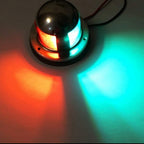 IP65 Waterproof Stainless Steel Two-color Marine Signal Light Red and Green LED Lights, 4W 12V