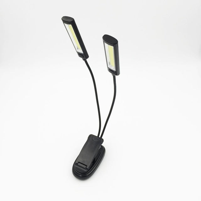 Portable Dual Flexible Arms COB LED Clip Camping Light Reading Desk Laptop Music Stand Lamp, 1