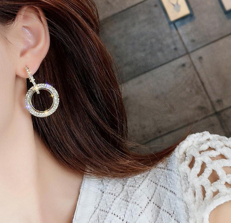 Rhinestone Crystal Earrings Round Earrings for Woman — view 3