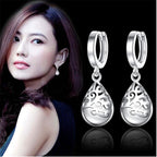 925 Sterling Silver Moonlight Opal Tears Totem Drop Earrings — white