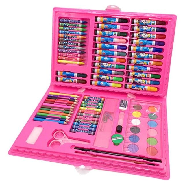 86 PCS Children Drawing Painting Art Set Blue Water Color Pen Crayon Oil Pastel Paint Brush Drawing Tool — view 6