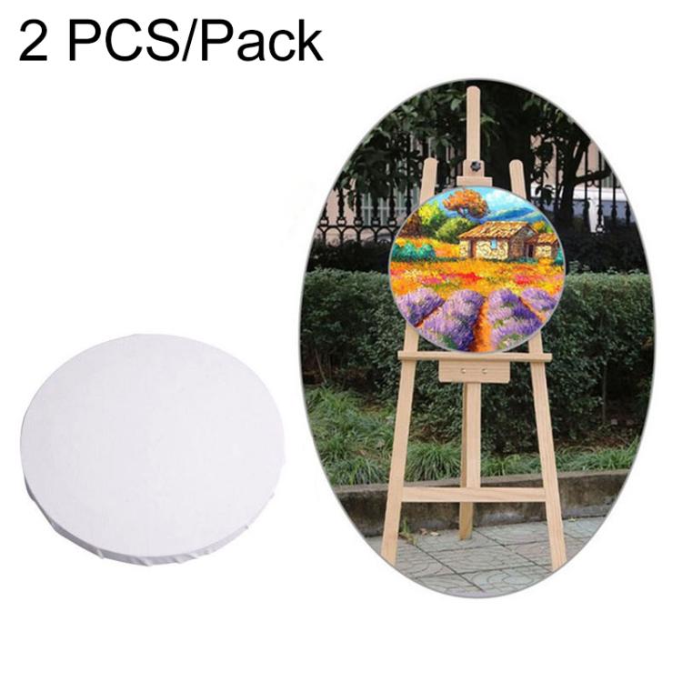 White Panel Round Canvas Board Wooden Frame Painting