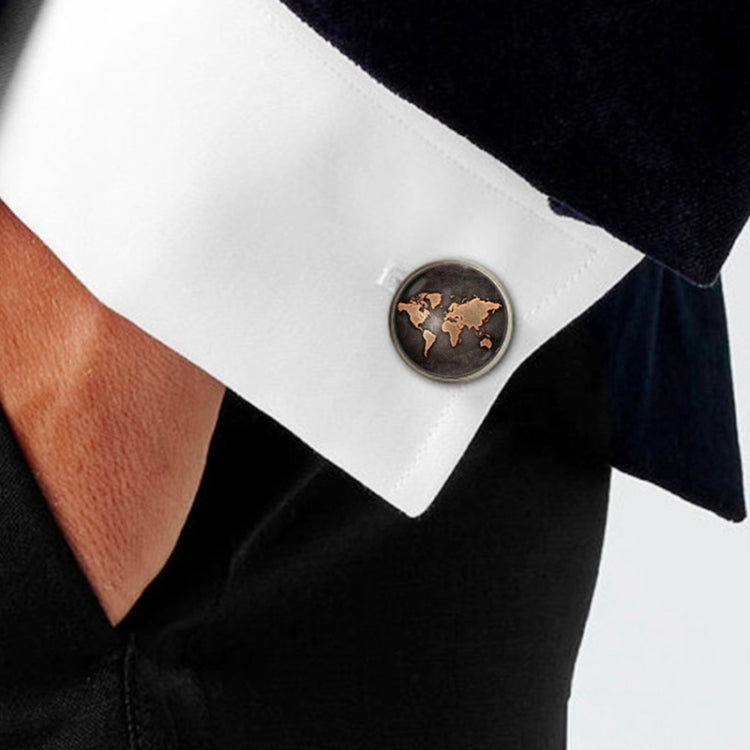 2 PCS World Map Pattern Cufflinks Antique Retro Bronze Cufflinks — view 5