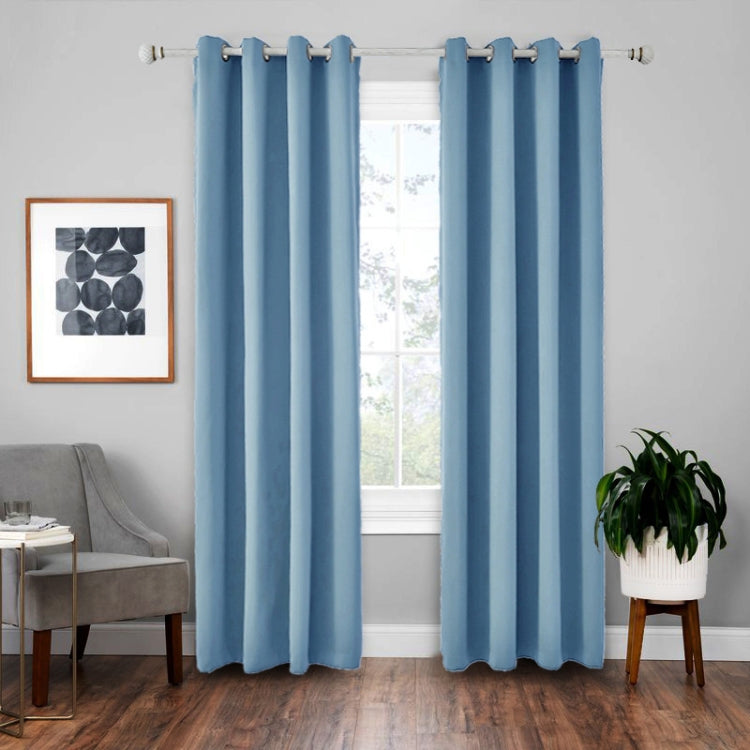High-precision Curtain Shade Cloth Insulation Solid Curtain — Lake Blue