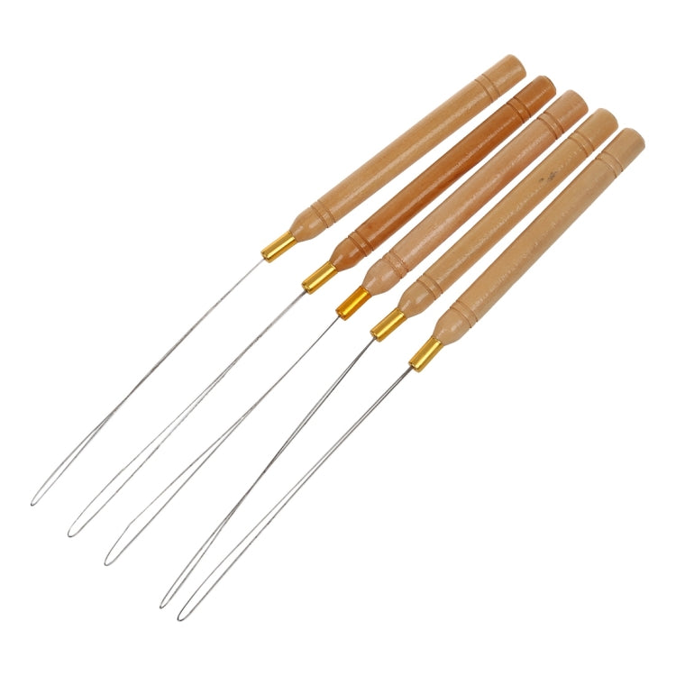 5 PCS Ring Hair Extension Tool Special Wooden Handle Crochet Wig Crochet