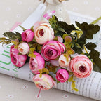 1 Bundle Retro Tea Roses Bride Bouquet Artificial Flowers