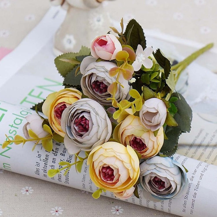 1 Bundle Retro Tea Roses Bride Bouquet Artificial Flowers
