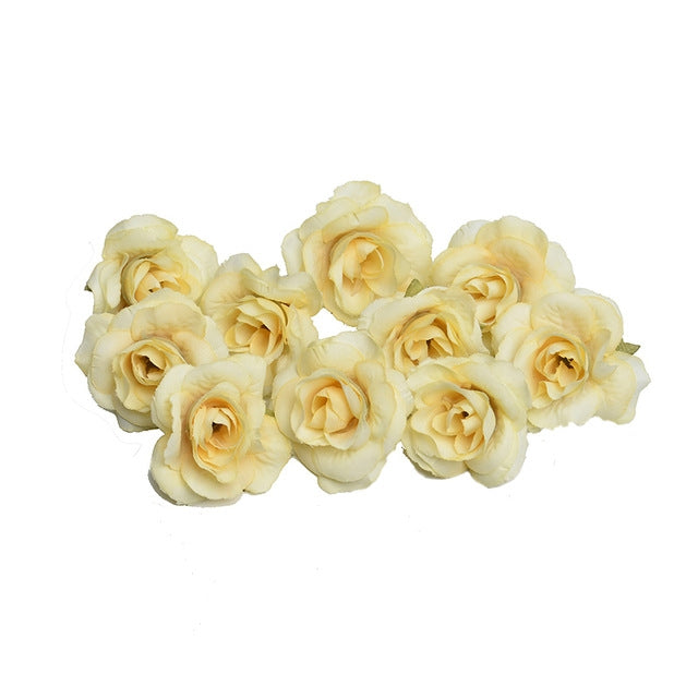 10 Sets 4cm Artificial Flower Silk Rose Flower Head for Wedding Party Home Decoration