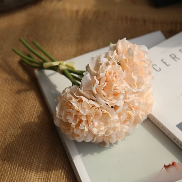 5 Heads Fake Flowers Artificial Flowers Peony Bouquet for Wedding and Home Decoration