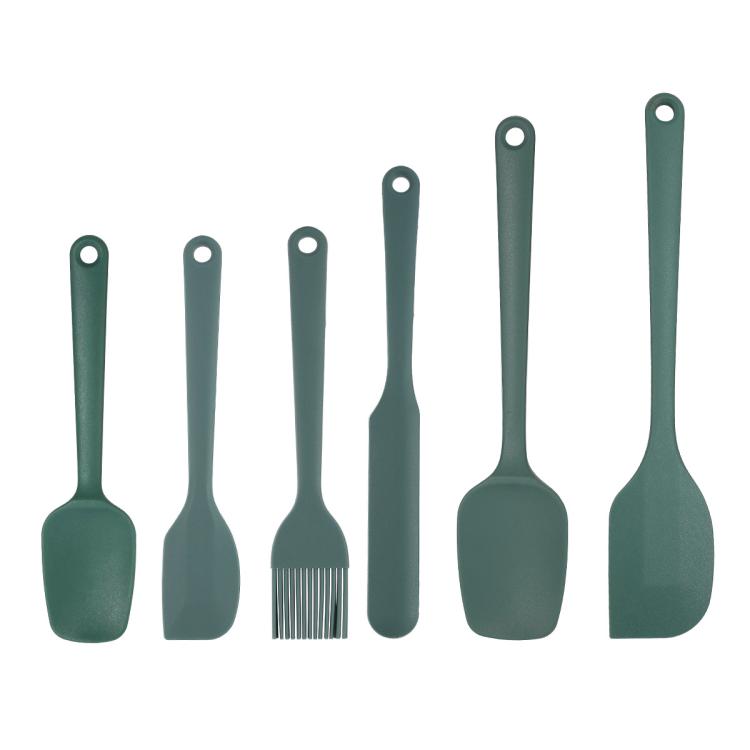 LsCook 6 in 1 Food Grade Silicone Spatula Cake Spatula Oil Brush Mixing Knife Baking Cooking Utensils Set — Black